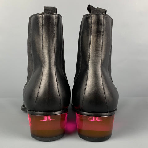GIUSEPPE ZANOTTI Size 10.5 Black Leather Pull On Boots