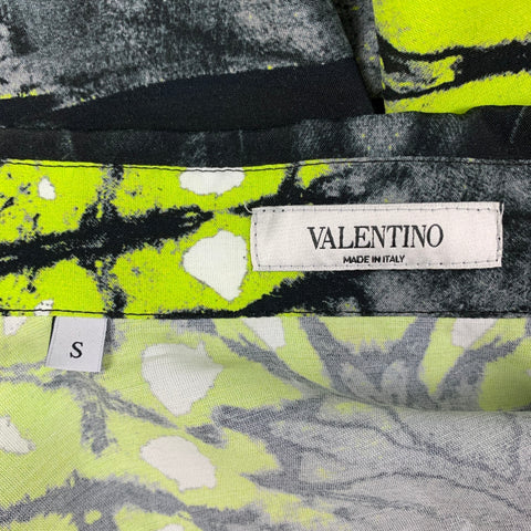 VALENTINO Taille S Noir Vert Tie Dye Viscose Chemise à manches courtes surdimensionnée
