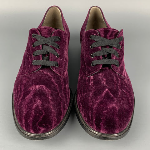 ROBERT CLERGERIE Size 8.5 Purple Velvet Jacquard Lace Up Shoes