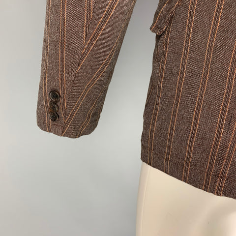 COMME des GARCONS Size S Brown Stripe Cotton Polyester Sport Coat