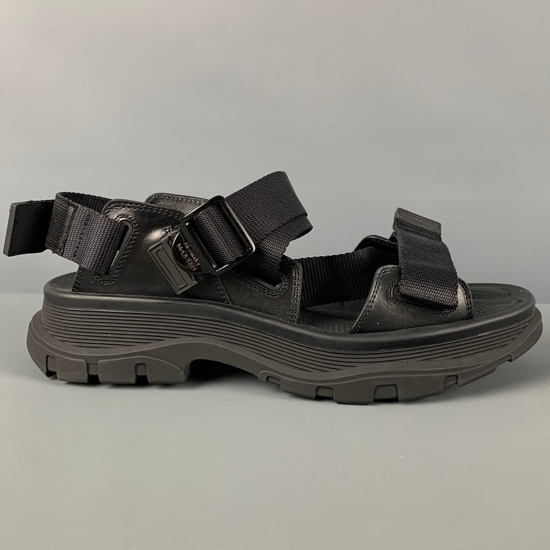 ALEXANDER MCQUEEN Size 9.5 Black Straps Sandals