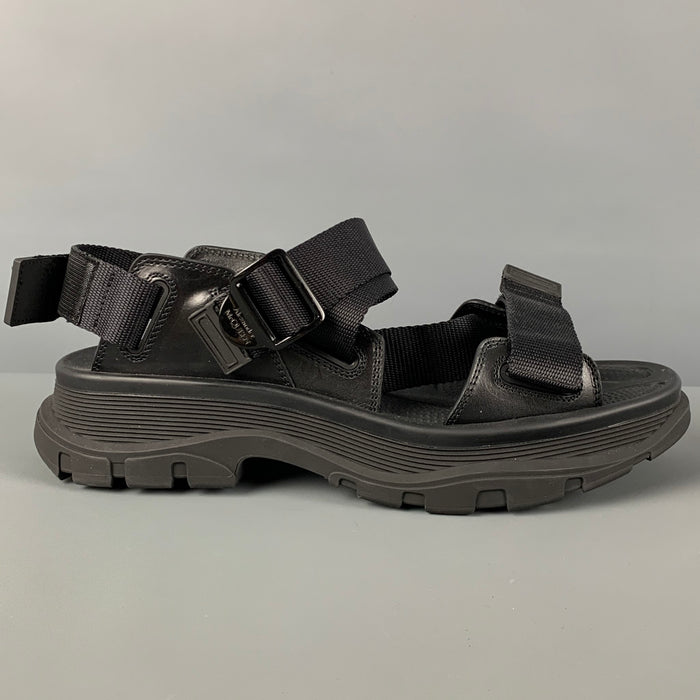 ALEXANDER MCQUEEN Size 9.5 Black Straps Sandals