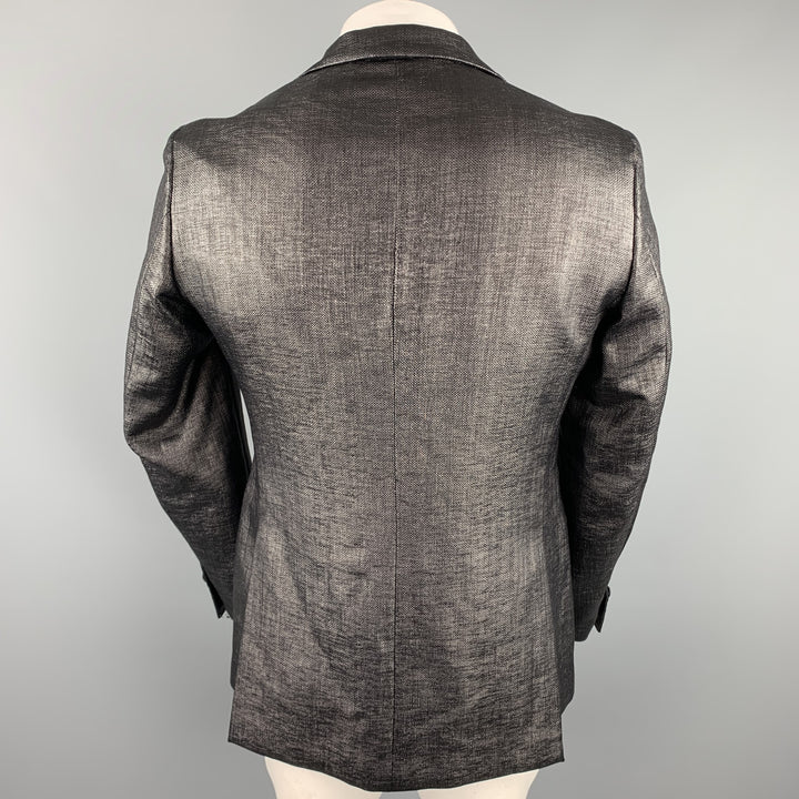 J. LINDEBERG Size 44 Long Black Woven Polyamide / Cotton Sport Coat