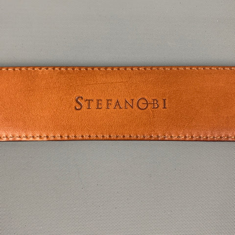 STEFANOBI Size 38 Burgundy Leather Belt