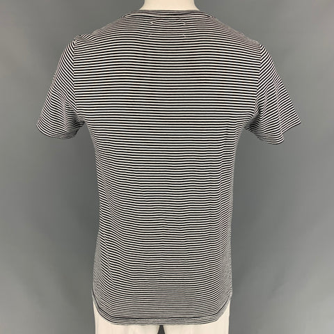 MAISON MARGIELA Size L Black & White Stripe Cotton Crew-Neck T-shirt