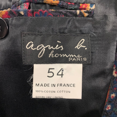 AGNÈS B. Size 44 Multi-Color Paisley Cotton Velvet Notch Lapel Sport Coat