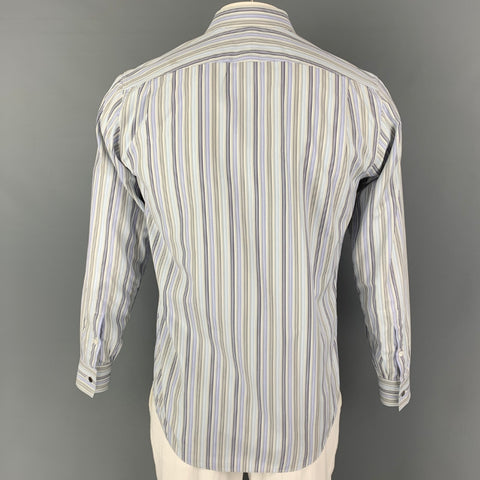 HERMES Size S Grey Blue Stripe Button Up Long Sleeve Shirt