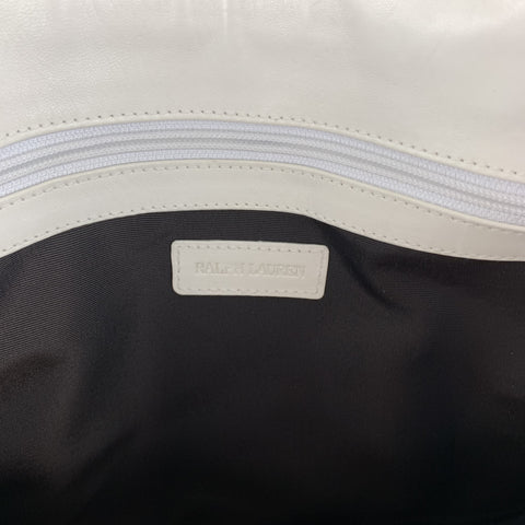 RALPH LAUREN Brown & White Window Pane Print Tote Handbag