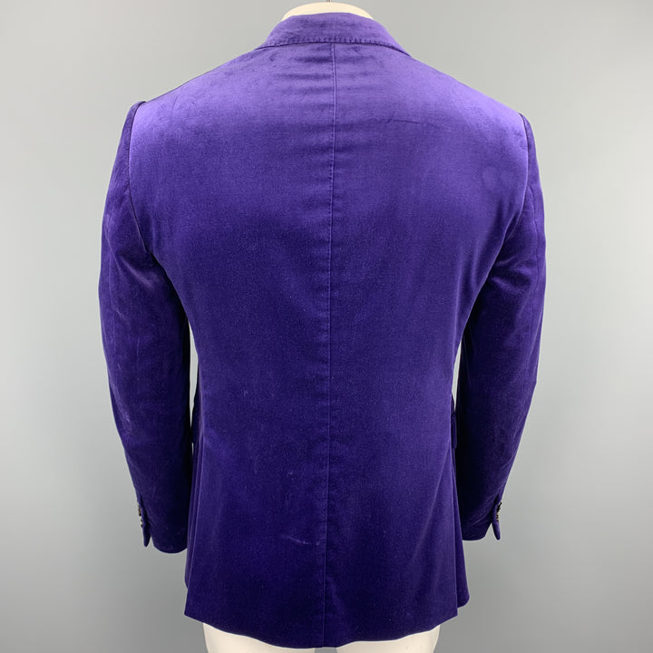 ETRO Taille 40 Manteau de sport violet à revers cranté en velours uni