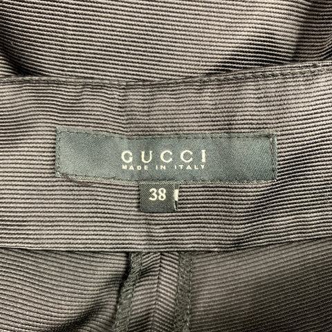 GUCCI by TOM FORD Size 2 Black Ribbed Silk / Cotton Rhinestone Horse Bit Dress Pants