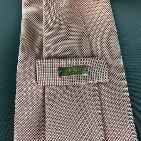 BRIONI Pink White Nailhead Silk Tie