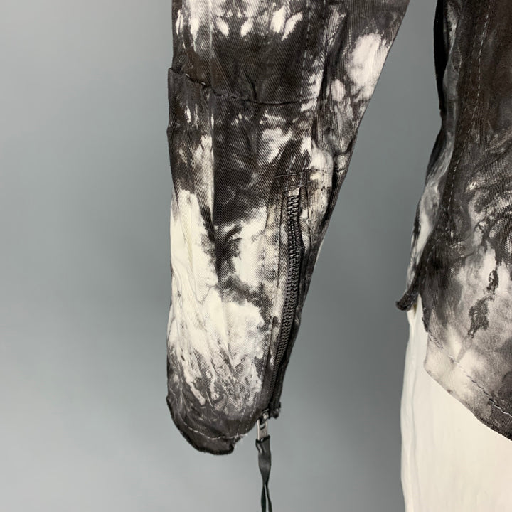 BE EDGY Size XL Black White Tie Dye Cotton Zip Up Jacket