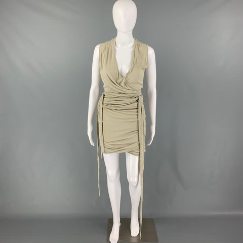 RICK OWENS LILIES SS23 Size 4 Grey Sage Viscose EDFU EMMA Mini Dress