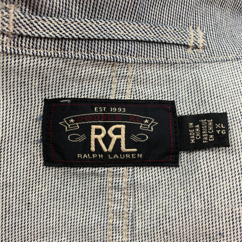 RRL by RALPH LAUREN Size XL White Navy Pinstripe Cotton Sport Coat