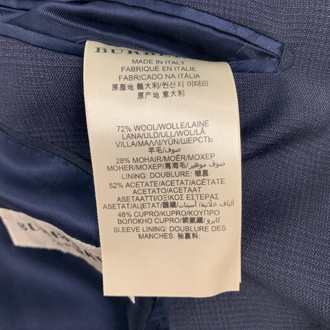 BURBERRY LONDON Size 40 Navy Glenplaid Wool / Mohair Single Breasted Suit
