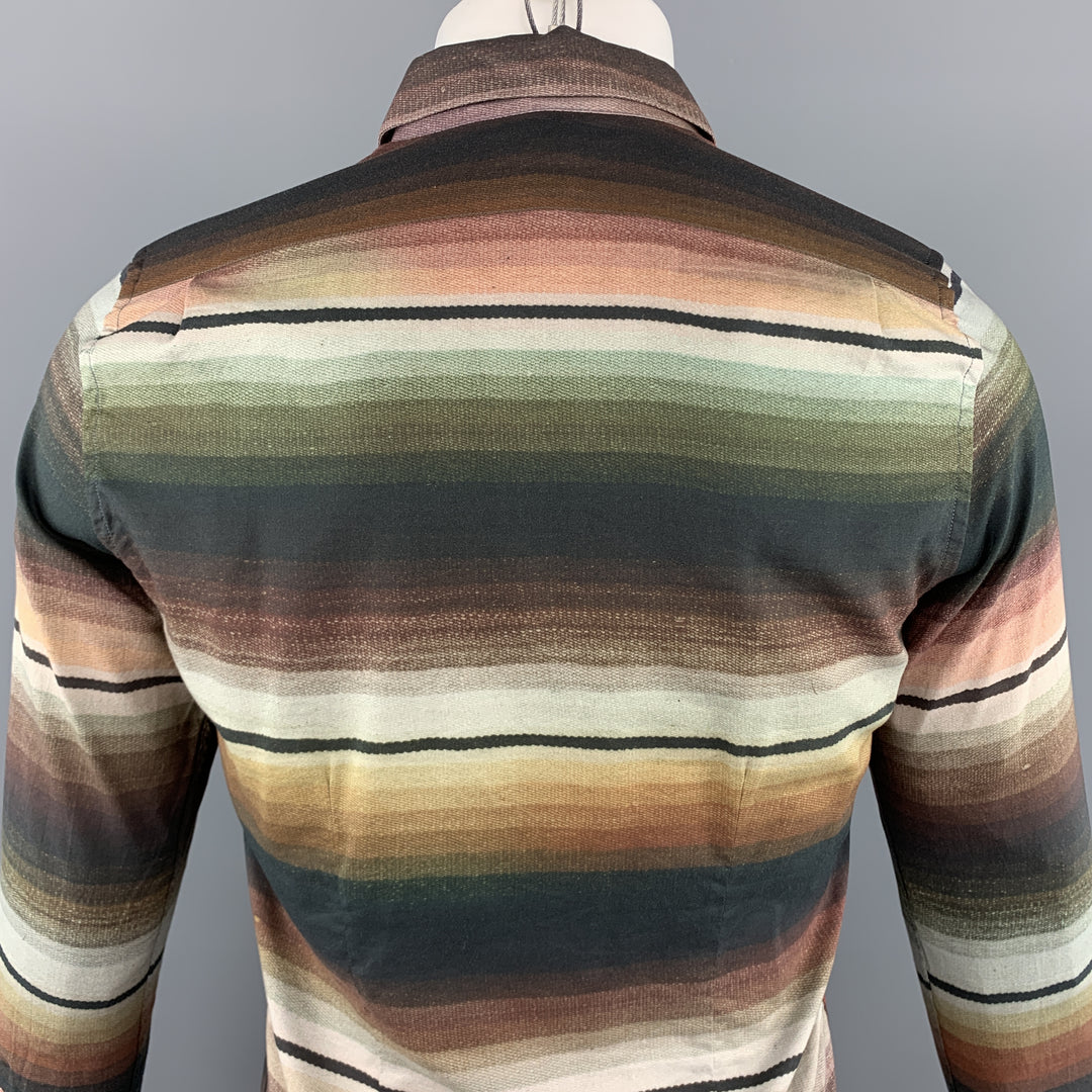 PAUL SMITH Size S Stripe Multi-Color Cotton Button Up Long Sleeve Shirt