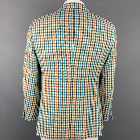 ETRO Size 42 Multi-Color Plaid Cotton / Silk Notch Lapel Sport Coat