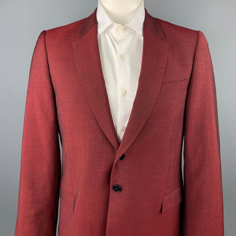 PS by PAUL SMITH Size 44 Burgundy Wool / Mohair Notch Lapel Sport Coat