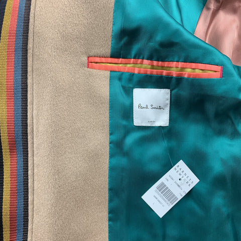 PAUL SMITH Size L Camel Cashmere Zip Up Bomber Jacket