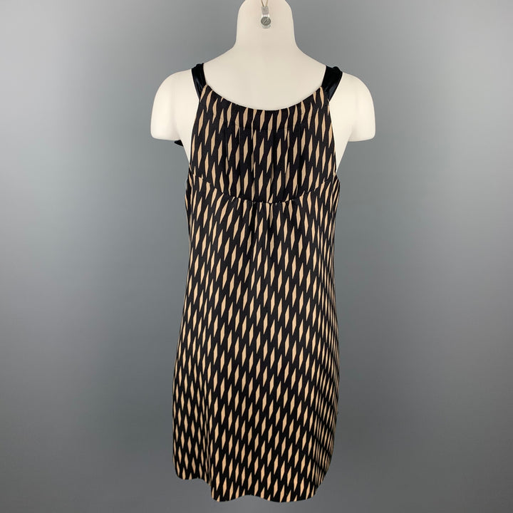 FLOREAT Size S Black & Beige Checkered Silk Shift Dress