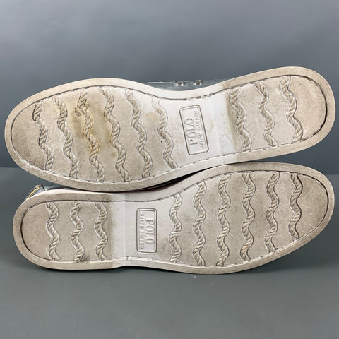 POLO by RALPH LAUREN Size 11.5 Silver White Boat Shoe Loafers