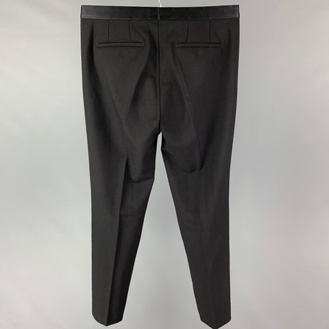 GIVENCHY Talla 32 Pantalón de vestir de esmoquin de mohair de lana negro