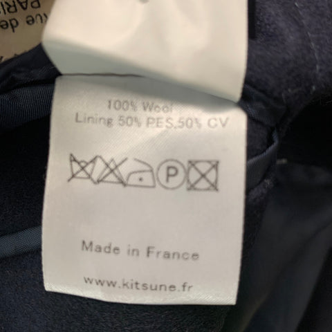 MAISON KITSUNE Taille 42 Manteau de sport à revers cranté en laine unie marine