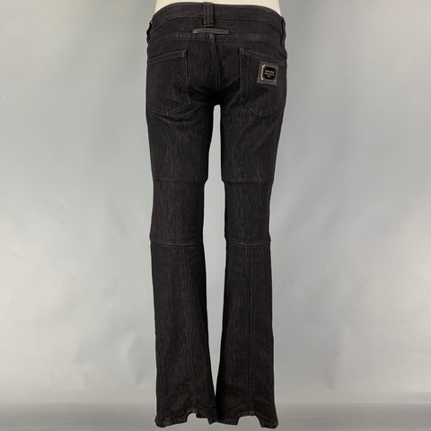 GAULTIER JEANS Size 29 Black Cotton Polyester Wide-Leg Low Rise Jeans