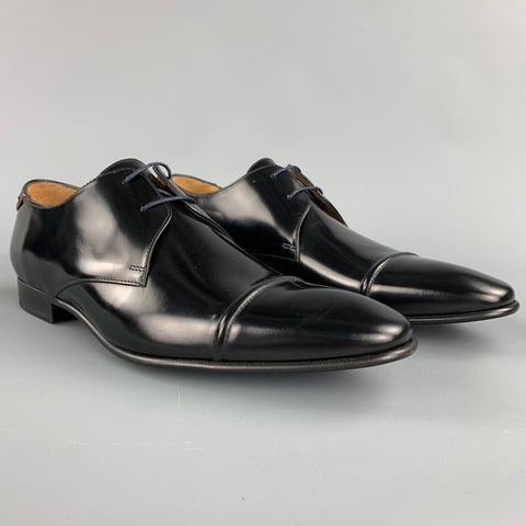 PAUL SMITH Size 12 Black Leather Cap Toe Lace Up Dress Shoes