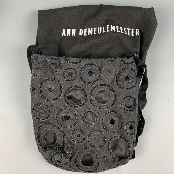 ANN DEMEULEMEESTER Black Embroidered Beaded Cross Body Handbag