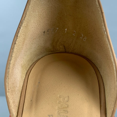 PAUL KA Sandalias de cuña de charol de cuero rojo beige talla 8