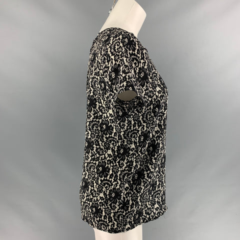 JOIE Size S Black White Silk Blouse