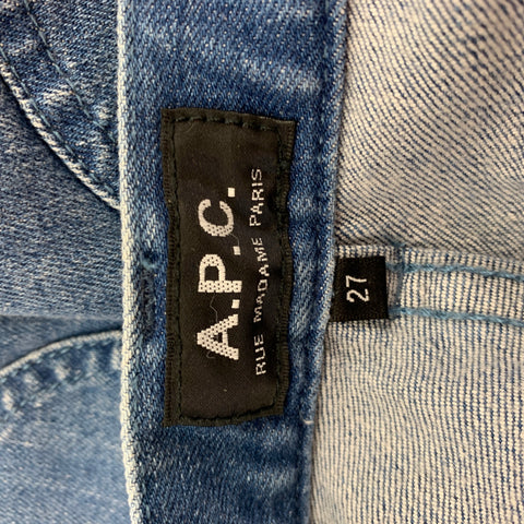 A.P.C. Size 27 Blue Cotton Polyurethane Wide Leg Jeans