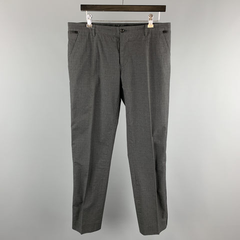 DOLCE & GABBANA Size 32 Charcoal Plaid Cotton Blend Tuxedo Dress Pants