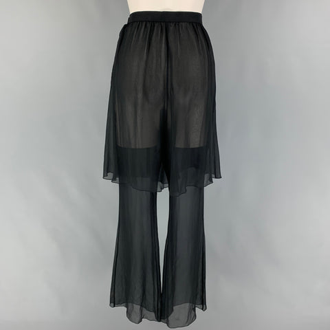 KARL LAGERFELD Size 6 Black Silk Overlay Dress Pants