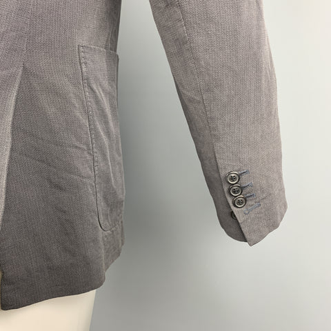 MAISON MARGIELA Size 40 Dark Gray Linen / Cotton Notch Lapel Patch Pockets Sport Coat