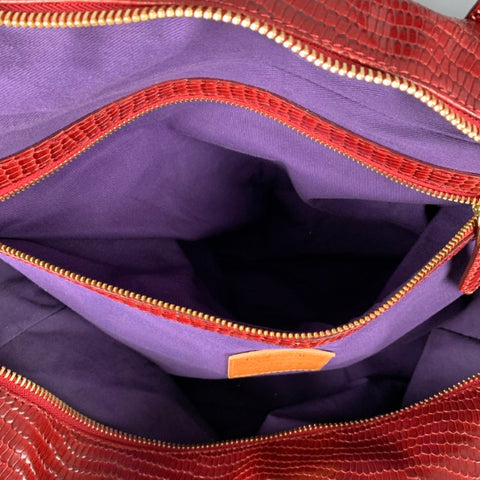 PAUL SMITH Burgundy Embossed Leather Carry-On Bag