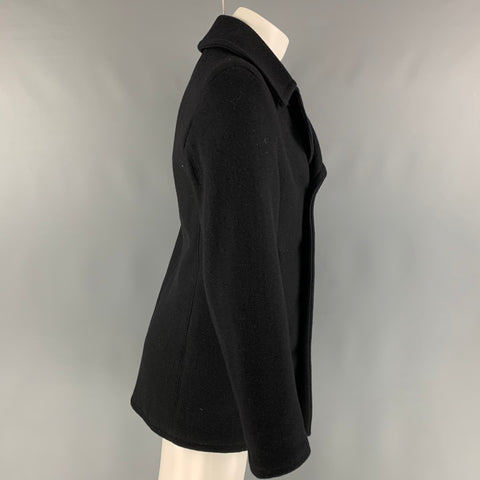 SCHOTT Abrigo estilo chaquetón de nailon y lana lisa en negro Talla M