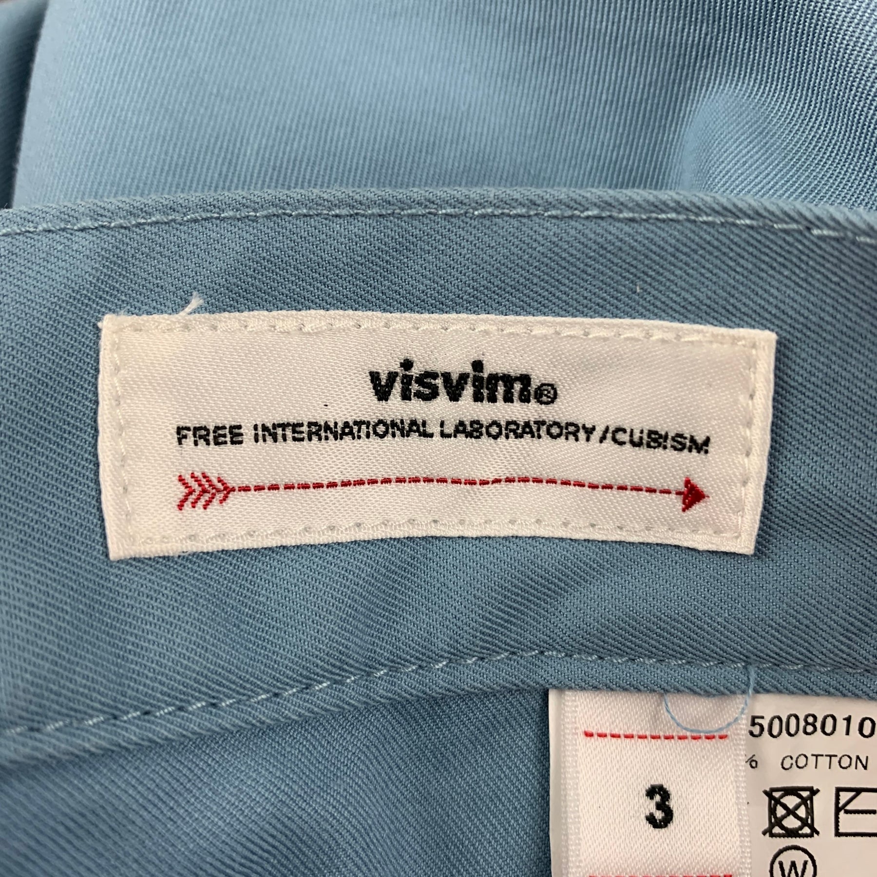 VISVIM Size L Light Blue Cotton Zip Fly Carroll Trouser Pants