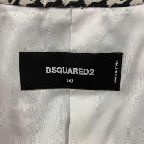 DSQUARED2 Size 40 Black & White Houndstooth Cotton / Silk Sport Coat