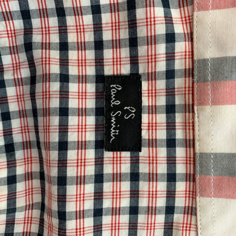 PS by PAUL SMITH Taille L Chemise à manches longues en coton à carreaux blanc et rouge