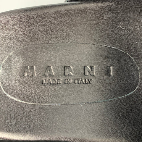 MARNI Size 11 Black Leather Eyelash Sandals