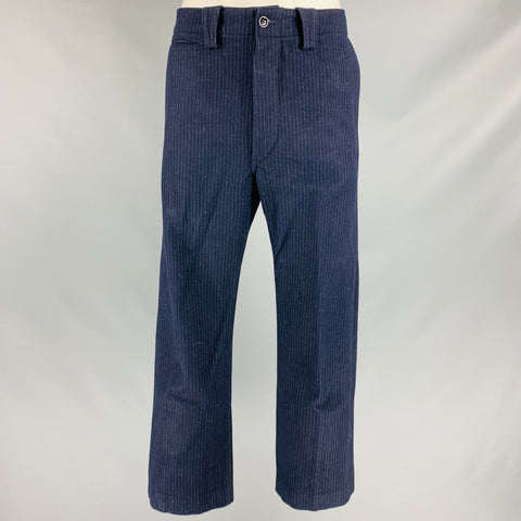 RRL by RALPH LAUREN Size 36 Navy Stripe Wool Blend Button Fly Dress Pants