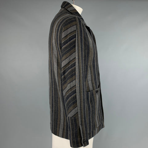 STEPHAN SCHNEIDER Size XL Grey Green Stripe Wool Cotton Jacket