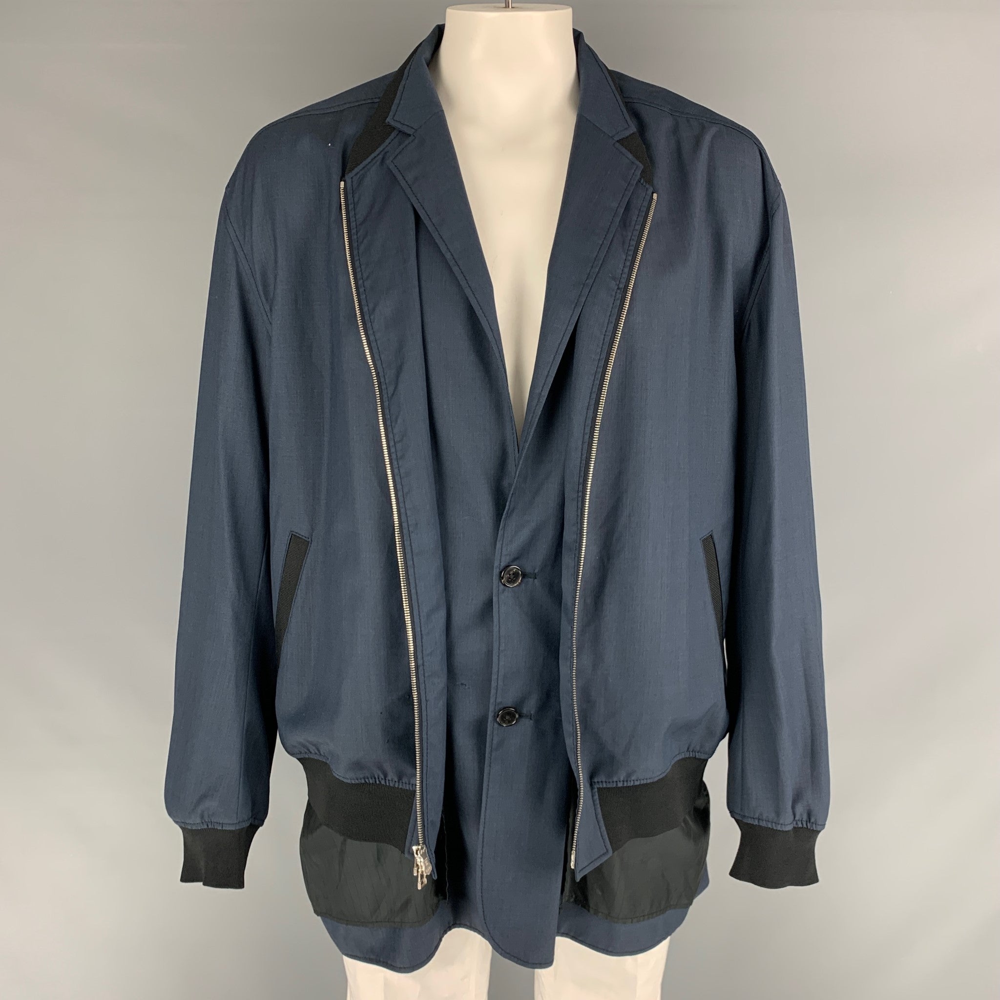 3.1 PHILLIP LIM Chest Size XL Size XL Navy Wool Zip Up