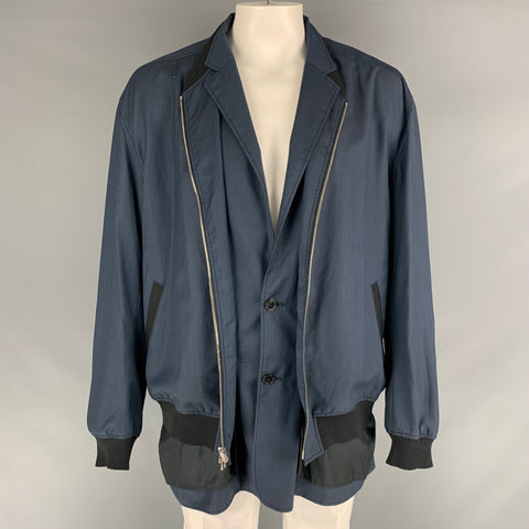 3.1 PHILLIP LIM Size XL Navy Wool Zip Up Jacket