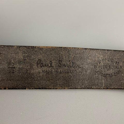 PAUL SMITH Size 32 Black Silver Leather Metal Belt