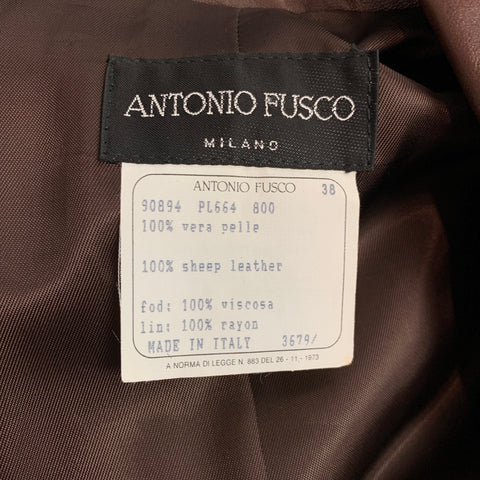 ANTONIO FUSCO Taille 2 Manteau boutonné en cuir marron