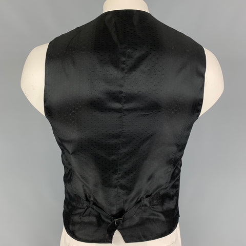 DOLCE & GABBANA Size 42 Black Jacquard Wool Blend Buttoned Vest