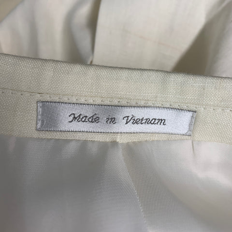 CALVIN KLEIN Size 44 Long Cream Linen Single breasted Suit